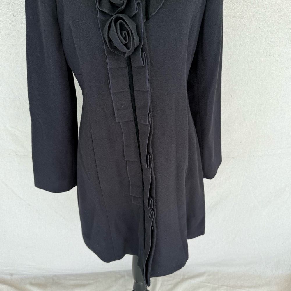 Elle Size Small Black Peacoat with Rose Detail Women's Jacket - Picture 5 of 8
